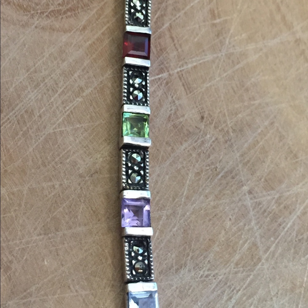 Beautiful Thai 925 sterling silver rainbow crystal bracelet